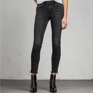 Allsaints Grace Frey hem jeans in washed black size 32